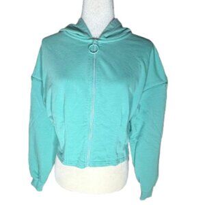 Fabletics Dakota Hooded Mint Cropped Full Zip Workout Jacket Women's Medium